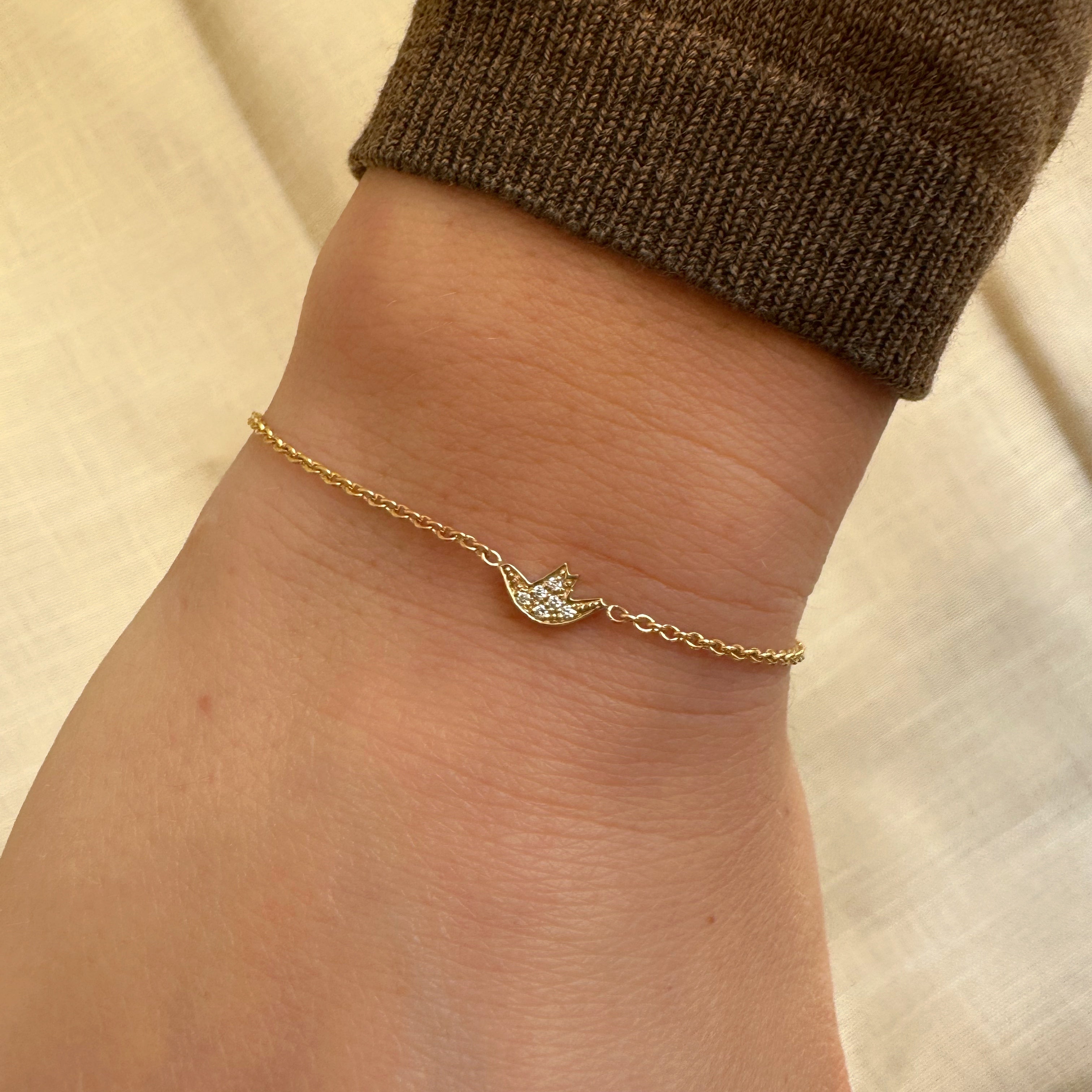 Armlænke med fugl og 0,05 ct. brillanter