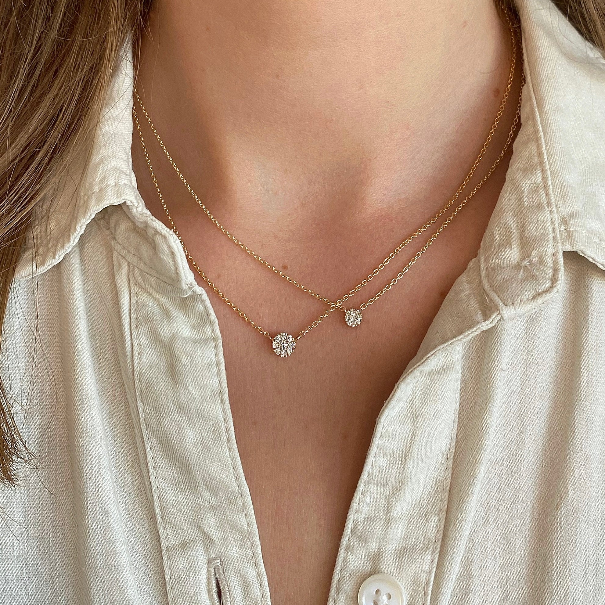 Roset halskæde med 0,10 ct. brillanter