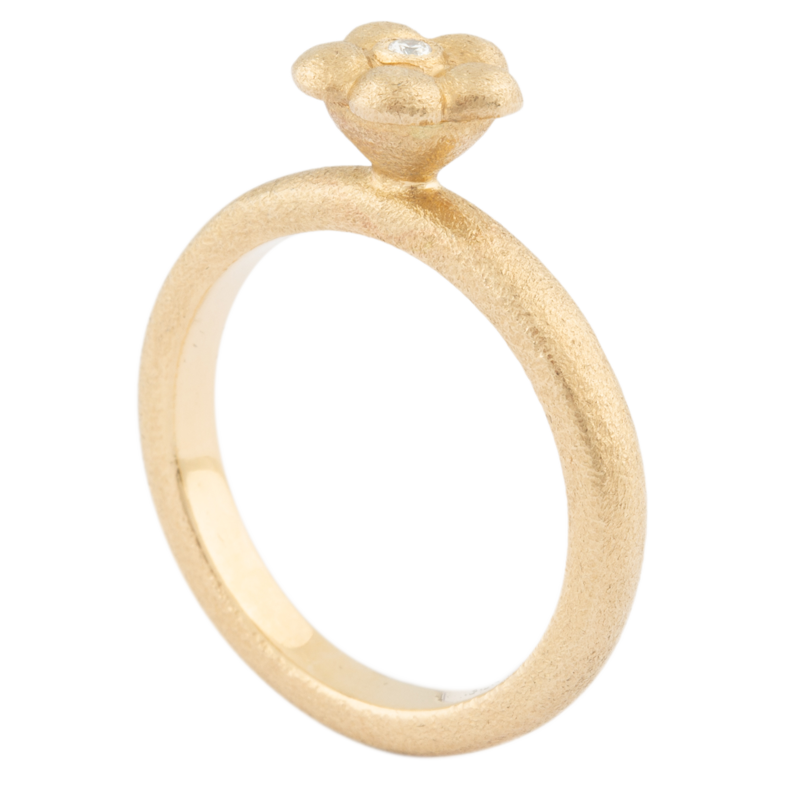 Ring hvidguld med blomst og 0,02 ct. TW/VS